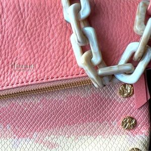 HAMMITT Dillon Small Pink snake print Himalayan Embossed Clutch Crossbody Bag